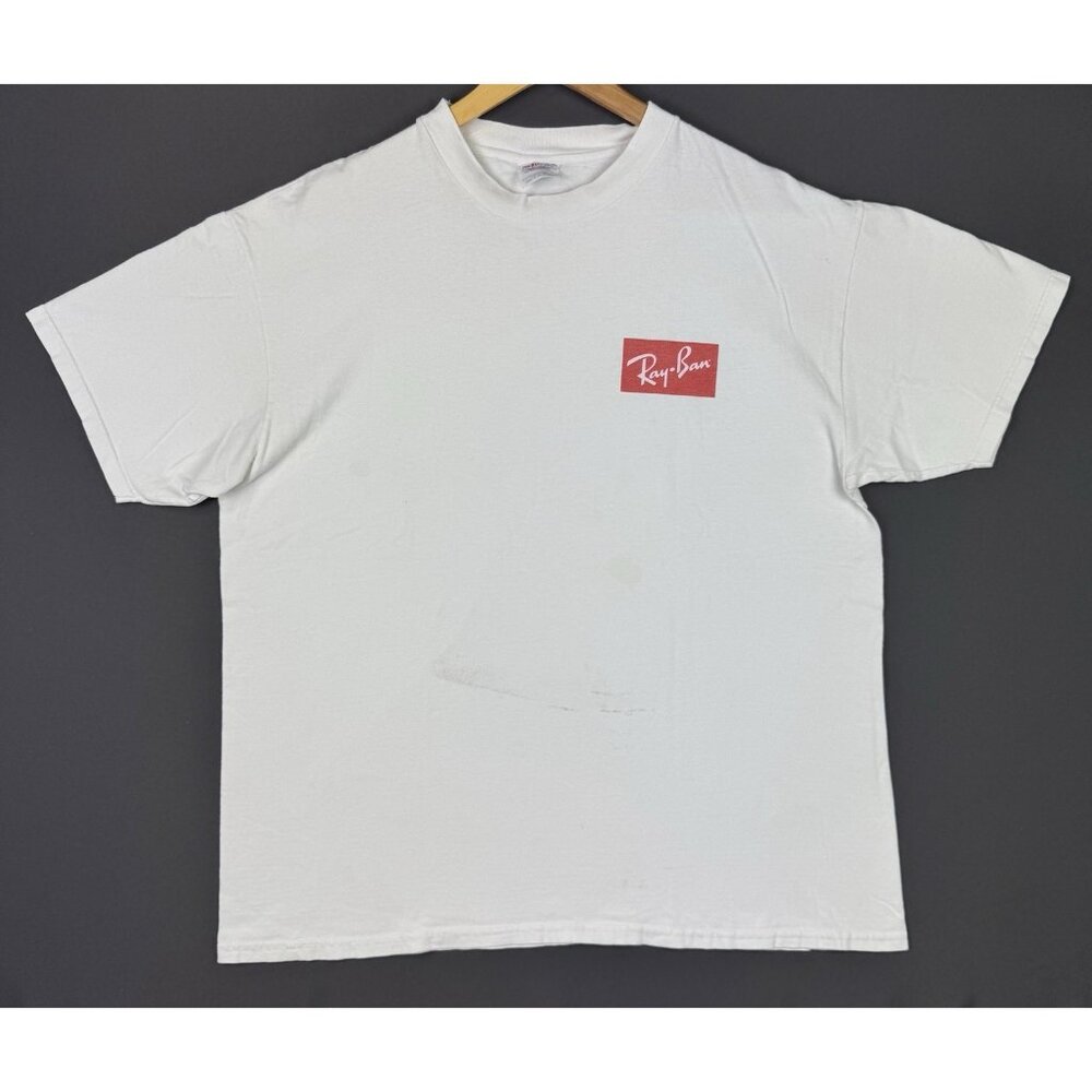 Vintage 90's Ray-Ban Eyewear Sunglass Promo White Hanes Shirt XL Rare Cool Logo